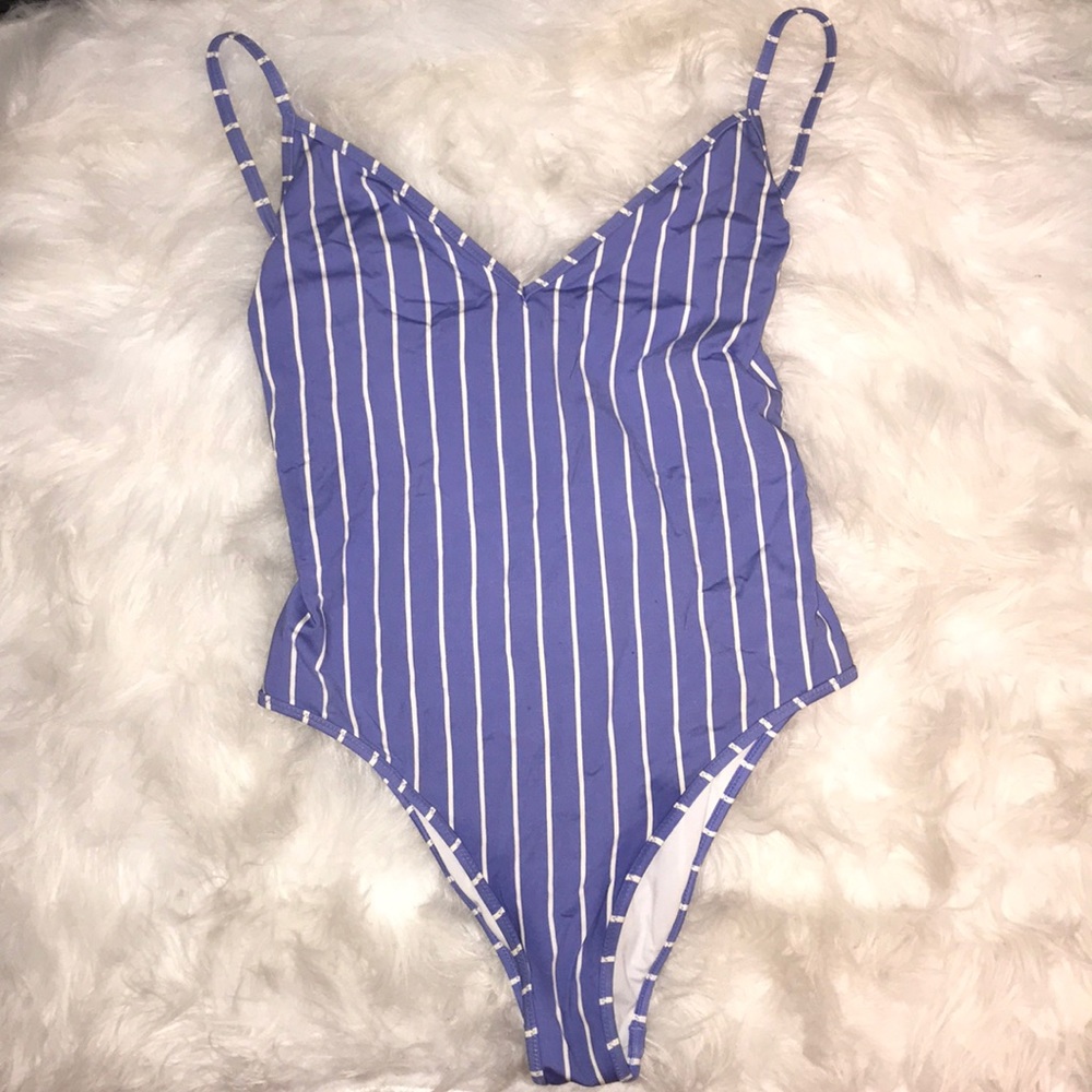 Blue and white stripped cheeky one piece!